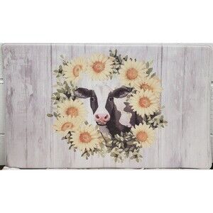 Anti-Fatigue Non Slip PVC Kitchen Floor Mat (18"x30") FARM COW & SUNFLOWERS, HL
